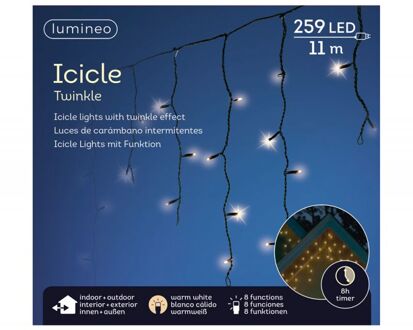 Lumineo IJspegelverlichting LED warm wit 259 lampjes - Kerstverlichting lichtgordijn