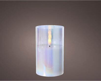 Lumineo Kaars LED in glas iriserend 12,5cm multi