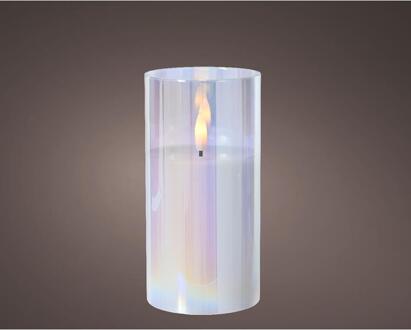 Lumineo Kaars LED in glas iriserend 15cm multi