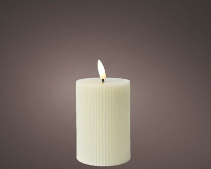 Lumineo Kaars LED ribbel vlam H13cm creme crème