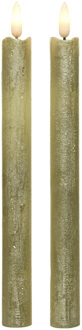 Lumineo Kaarsen set van 2x stuks Led dinerkaarsen goud 24 cm