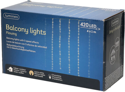 Lumineo Kerst balkon verlichting gordijn warm wit 420 lampjes