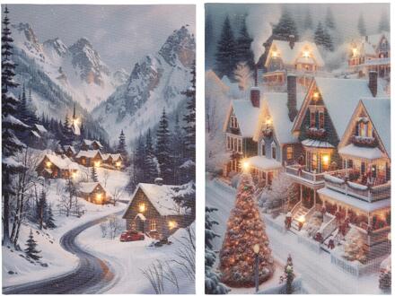 Lumineo Kerst canvas LED 1,5x38x58cm multi