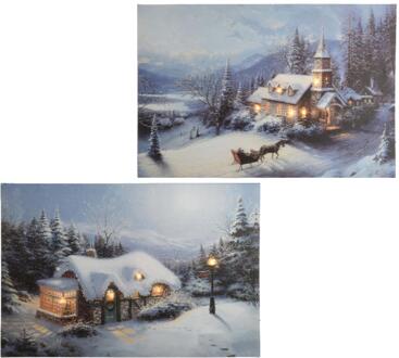 Lumineo Kerst canvas LED 38x28cm multi