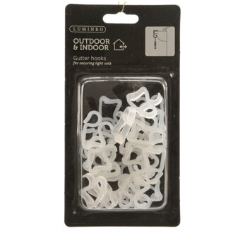 Lumineo Kerst/feestverlichting - 24st - bevestiging dakgoot - ophang haakjes - Lichtsnoeren