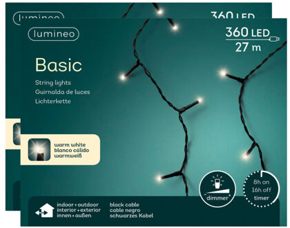 Lumineo Kerstboomverlichting - 2x - LED - warm wit - 360 lampjes - 27 meter