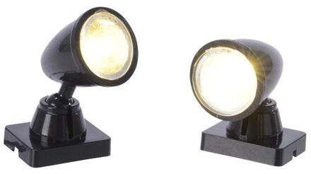 Lumineo Kerstdorp verlichting - spotjes - 2x - LED - kerstdorp accessoires