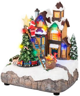 Lumineo Kerstscene everlands kunstkerstboom LED 16x19x22cm multi