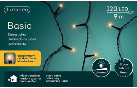 Lumineo Kerstverlichting - 120 led - warm wit - 900 cm - Kerstverlichting kerstboom Zwart