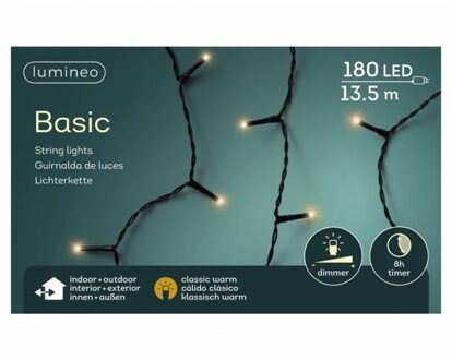 Lumineo Kerstverlichting - 180 led - warm wit - 1350 cm - Kerstverlichting kerstboom Zwart