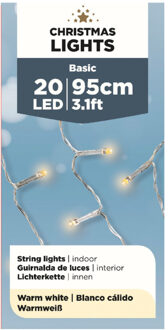 Lumineo Kerstverlichting - 20 LED lampjes - warm wit - 95 cm - Kerstverlichting kerstboom