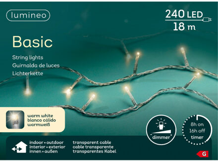 Lumineo Kerstverlichting - 240 led lampjes -warm wit -1800 cm - transparant snoer -timer en dimmer