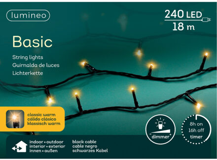 Lumineo Kerstverlichting - 240 leds - klassiek warm wit -1800 cm - zwart snoer -timer en dimmer