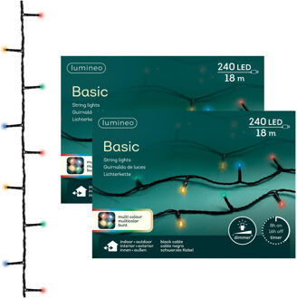 Lumineo Kerstverlichting - 2x - 240 led lampjes - gekleurd - 23 meter - buiten - lichtsnoer