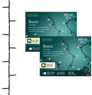 Lumineo kerstverlichting - 2x - 360 led lampjes - warm wit - 27 m - lichtsnoer