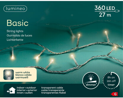 Lumineo Kerstverlichting - 360 led lampjes -warm wit -2700 cm - transparant snoer -timer en dimmer