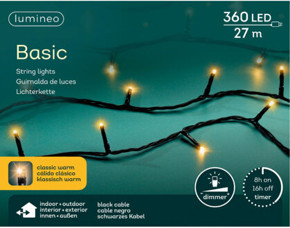 Lumineo Kerstverlichting - 360 leds - klassiek warm wit -2700 cm - zwart snoer -timer en dimmer