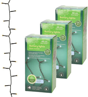 Lumineo kerstverlichting - 3x - batterij - 48 led lampjes - helder wit - 400 cm