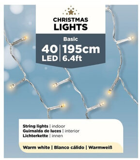 Lumineo Kerstverlichting - 40 LED lampjes - warm wit - 195 cm - batterij - lichtsnoer