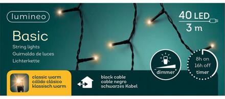 Lumineo Kerstverlichting - 40 led - warm wit - 300 cm - Kerstverlichting kerstboom Zwart