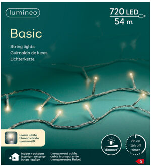 Lumineo Kerstverlichting - 720 led lampjes -warm wit -5400 cm - transparant snoer -timer en dimmer