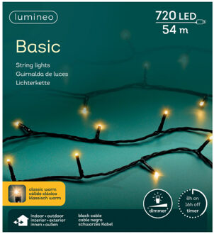 Lumineo Kerstverlichting - 720 leds -klassiek warm wit -5400 cm - zwart snoer -timer en dimmer