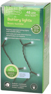 Lumineo kerstverlichting - batterij - 48 led lampjes - helder wit - 400 cm