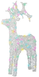 Lumineo Kerstverlichting figuur - rendier - transparant - 90 cm - zacht gekleurde LED verlichting