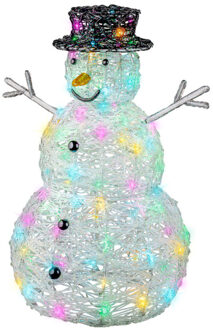 Lumineo Kerstverlichting figuur - sneeuwpop - transparant - 65 cm - zacht gekleurde LED verlichting
