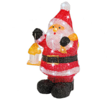 Lumineo Kerstverlichting Led figuren voor buiten kerstman 24 x 20 x 46 cm met 40 lampjes helder wit - kerstverlichting figuur Rood