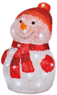 Lumineo Kerstverlichting Led figuren voor buiten sneeuwpop 25 x 25 x 35 cm met 40 lampjes helder wit - kerstverlichting figuur Multikleur