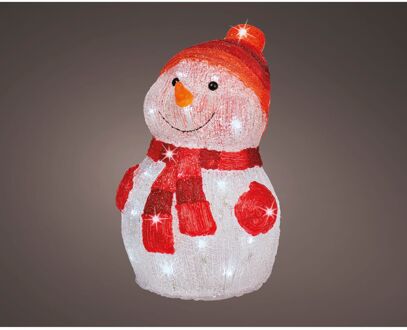 Lumineo Kerstverlichting Led figuren voor buiten sneeuwpop 25 x 25 x 35 cm met 40 lampjes helder wit - kerstverlichting figuur Multikleur