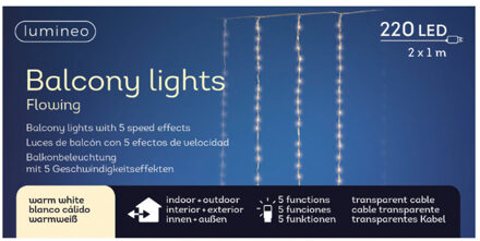 Lumineo Kerstverlichting lichtgordijn - warm wit - 220 led lampjes - 200 x 100 cm