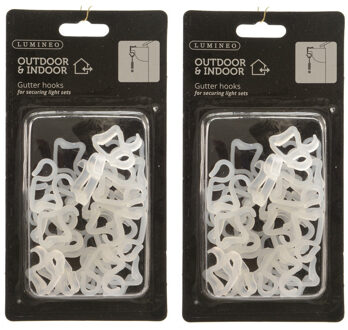 Lumineo kerstverlichting ophang haakjes - 48x st - bevestiging dakgoot - verlichting ophangen