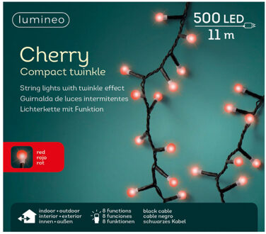Lumineo Kerstverlichting - rood - 1100 cm - 500 lampjes - twinkelend effect lichtsnoer Zwart