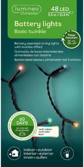 Lumineo Kerstverlichting twinkle op batterij gekleurd buiten 48 lampjes - boomverlichting Multikleur