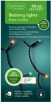 Lumineo Kerstverlichting twinkle op batterij gekleurd buiten 48 lampjes
