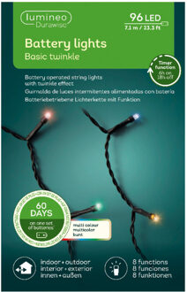 Lumineo Kerstverlichting twinkle op batterij gekleurd buiten 96 lampjes - boomverlichting