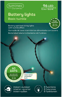 Lumineo Kerstverlichting twinkle op batterij gekleurd buiten 96 lampjes Multi