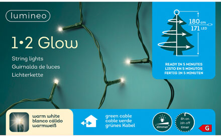 Lumineo Kerstverlichting - warm wit - 180 LEDs - 180 cm Groen
