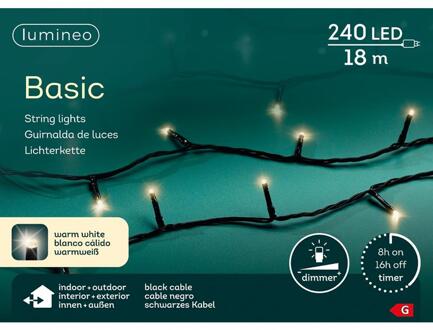 Lumineo Kerstverlichting warm wit buiten 240 lampjes - boomverlichting Zwart