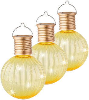 Lumineo Lampion solar verlichting - 10x - geel - 11 cm - LED