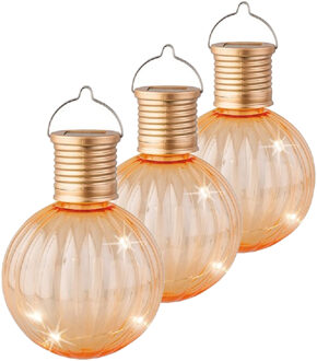 Lumineo Lampion solar verlichting - 6x - oranje - 11 cm - LED