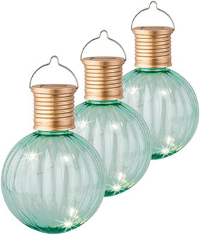 Lumineo Lampion solar verlichting - 6x - turquoise - 11 cm - LED