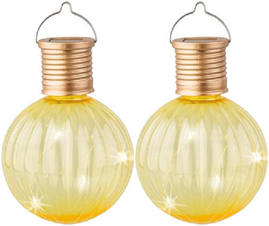 Lumineo Lampion solar verlichting - 8x - geel - 11 cm - LED