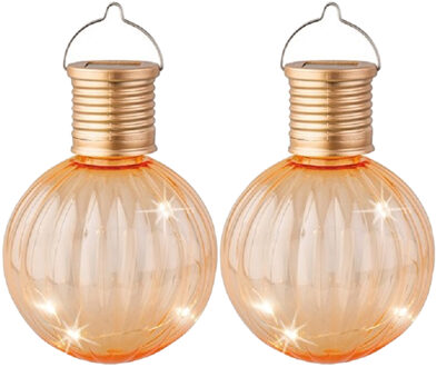 Lumineo Lampion solar verlichting - 8x - oranje - 11 cm - LED