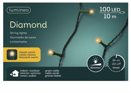 Lumineo LED - Diamantverlichting - Groen / klassiek warm - 100 lampjes - 10m