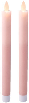 Lumineo LED dinerkaarsen - 2x st - lichtroze -H24,5 cm - met timer functie