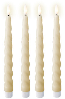 Lumineo LED dinerkaarsen - 4x st - creme wit -H24,5 cm - met timer functie
