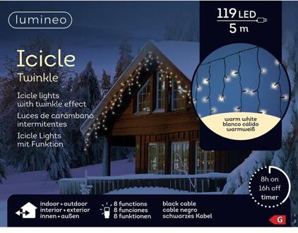 Lumineo Led Icicle Lights Buiten 5 M 119l Zwart Warm Wit